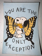 ACEO Original Gouache Painting - Snoopy & Wood Stock Only Exception picture