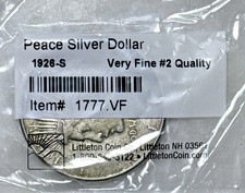 1926-S Peace Silver Dollar $1 Very Fine VF #2 Quality Littleton picture