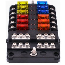 Car Waterproof Marine Fuse 12-Way Box Block w/ Holder Indicator LED For 12V/24V picture