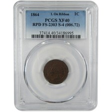 1864 L Repunched Date FS-2303 Indian Head Cent Bronze XF 40 PCGS Coin picture