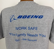 Vintage Y2K Boeing Shirt Large Work Safe Your Family Need You SSG Site Services picture