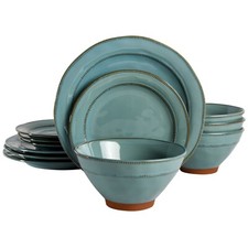 Gibson Elite Terranea 12-Piece Terracotta Dinnerware Set - Teal picture