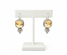 Brighton Collectibles Monte Carlo Citrine Colored Earrings Silver Tone picture