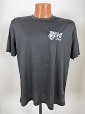 World Gym Staff Shirt Men Medium Embroidered Logo Stretchy Microfiber USA Made picture