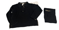 Coldwater Creek Black Paisley Trim Knit Pullover Top and Pants Set Vintage Small picture