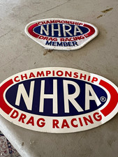 NHRA Championship Drag Racing Member Patch & Oval Decal, Licensed Red/White/Blue picture