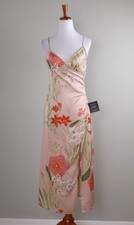 LULUS NWT Floral Shirred Cami Slip Cocktail Side Slit Midi Dress Size XS picture