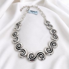 Brighton Contempo Moda Statement Necklace Silver Tone Swirl Design NWT picture