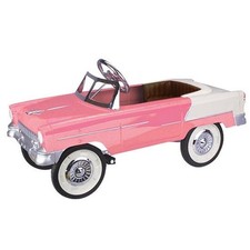 Retro Tri-Five 1955 Fits Chevy Steel Metal Pedal Car, Pink/White picture