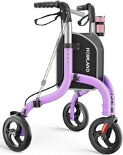 Foldable 3 Wheel Walkers for Seniors Holder Adjustable Lightweight 8'' big wheel picture