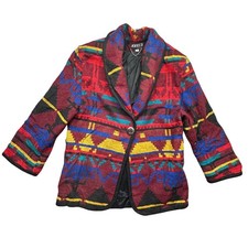 Vintage Jofeld Southwestern Aztec Tribal Western Wool Blend Coat Womens Small picture