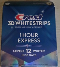 New Crest 3D Whitestrips 1 Hour Express 10 Treatments 12 LEVELS Damaged Box 2027 picture