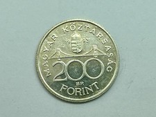 1992 Hungary Silver 200 Forint - Chain Bridge & National Bank - .500 Silver picture