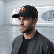 Red Bull Racing Logo Black Mesh Trucker Hat Adjustable Snapback Baseball Cap picture
