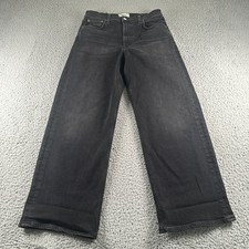AGOLDE Ren High Rise Wide Leg Crop Jeans Womens 28 Black Relaxed Dark Wash picture