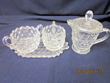 VGT FOSTORIA 4 PC. AMERICAN CUBIST  RARE COVERED  SYRUP PITCHER .SUGAR CREAMER picture