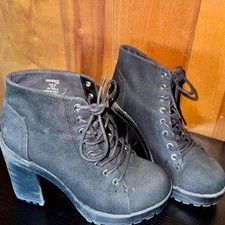 H&M Divided Black Chunky Platform Lace Up Boots EU 39 size 8 picture