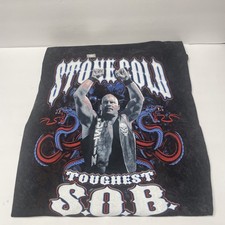 WWE Stone Cold Steve Austin Toughest SOB T Shirt Mens Large Black Mineral Wash picture