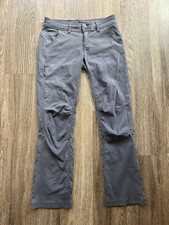prAna Women's Gray Solid Flat Front Straight Fit Straight Leg Pants Regular picture
