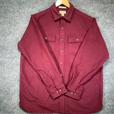 L.L. Bean Chamois Cloth Shirt Mens Large Maroon Traditional Fit Heavy Cotton picture