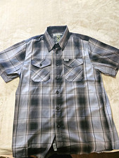 Dixxon Asphalt Men’s M Short Sleeve Plaid Button-Up Shirt Gray/Black Bamboo picture