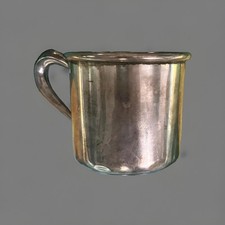 Vintage W.E.B 925 Sterling Silver 42.1g W/ Gold Wash Inner pattern baby cup #513 picture