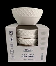 NIB Mikasa Trellis Set 4 Fruit Sauce Dessert Small Bowls 4,25