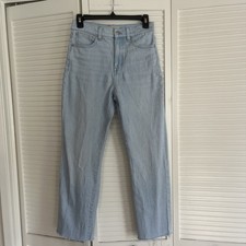 Madewell The 90s Straight Jean Light Wash Raw Hem Women's Size 25 picture