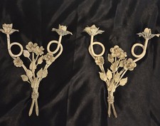 Vintage Italian Tole Style Floral Wall Sconces Pair Shabby Chic 18