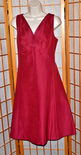 NWT Talbots Petites $169 Crimson Red Silk&Cotton Flared Cocktail Dress Sz. 12p picture