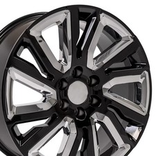 Single(1) OE Wheels CV39 22x9 Gloss Black with Chrome Insert Rim 6x139.7 28ET picture