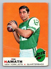 1969 Topps #100 Joe Namath – New York Jets – NFL HOF QB – Low Grade – Creases picture