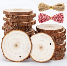 20PCS Unfinished Natural Wood Slices 2.7-3.1 Inches with Holes for DIY Crafts picture