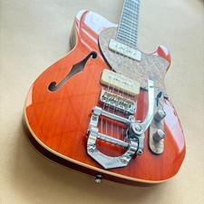 USA Golden TL Style Electric Guitar P90 Pickups Bigsby System Semi-Hollow Body picture