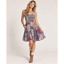 Natural Life Patchwork Floral Sleeveless Fit Flare Dress M Boho Cottagecore picture