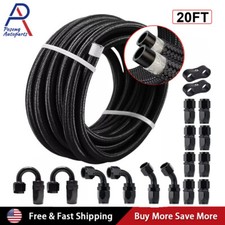 10/20FT 6AN 8AN 10AN 12AN CPE Braided Nylon Fuel Line Kit Fuel Hose End Fittings picture