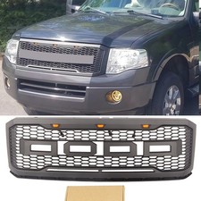 Black Front Grille Fit For Ford Expedition 2007-2014 Upper Grill With led lights picture