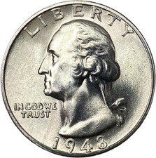 1948-S 25c Washington Quarter Brilliant Uncirculated San Francisco Silver Coin picture