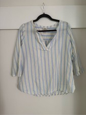 St. John's Bay Blue and Cream Striped V-Neck Tunic picture