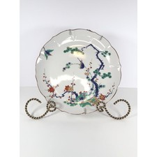 VTG Arita Kakiemon style Porcelain Plate W/ Bird  & Blossom Tree Scalloped Edge picture