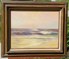 Vintage painting sunrise or sunset Seascape Elizabeth Schultz 1976 signed dated picture