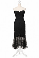 Vintage Vicky Tiel Couture Black Strapless Lace Evening Gown France Size 40 picture