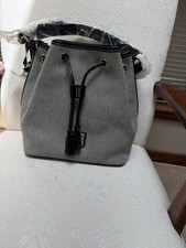 Dooney and Bourke Drawstring In Birdseye Fabric With Leather Trim. N W T picture
