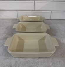 (3) Le Gourmet Chef White Ceramic Baking Dish 9 x 5 Stoneware Casserole picture