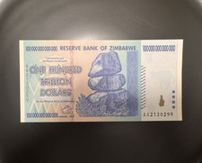 🇿🇼 ZIMBABWE 100 TRILLION DOLLAR AA/2008 •💎 GENUINE AUTHENTIC NOTE picture