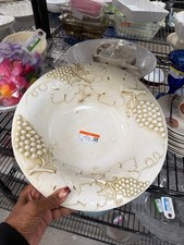 Vintage Italian Ceramic Grapevine Embossed Serving Bowl picture
