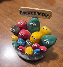 Vintage 1970s Retro Hand Painted Rock Concert Pebbles Stone Figurine/Paperweight picture