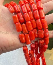 Big 15-18mm Natural Red Cylinder Coral Gemstone Smooth Loose Beads 15