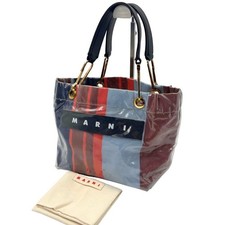 Marni Multicolor Stripe PVC Tote Bag Leather Handles Dust Bag Italy 26cm picture