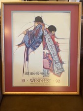 “AMADO MAURILLO PEÑA” WEST FEST 1990 LITHOGRAPH PRINT SIGNED 23x27 framed Matted picture